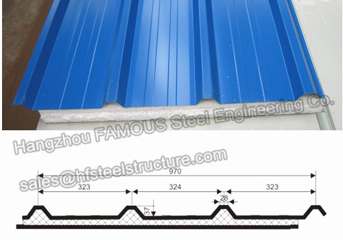 Techumbre aislada EPS del panel de bocadillo de la casa de los paneles de bocadillo del metal 0