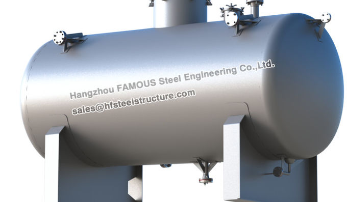 El tanque brillante horizontal de los edificios del acero inoxidable del control de acero industrial del agua 0