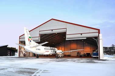 Porcelana Hangares de acero de los aviones de las puertas del Rollo-para arriba de Clearspan Pre-dirigidos con los bragueros de acero proveedor