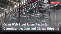 Las vigas de acero abiertas están listas para la carga de contenedores y el envío mundial